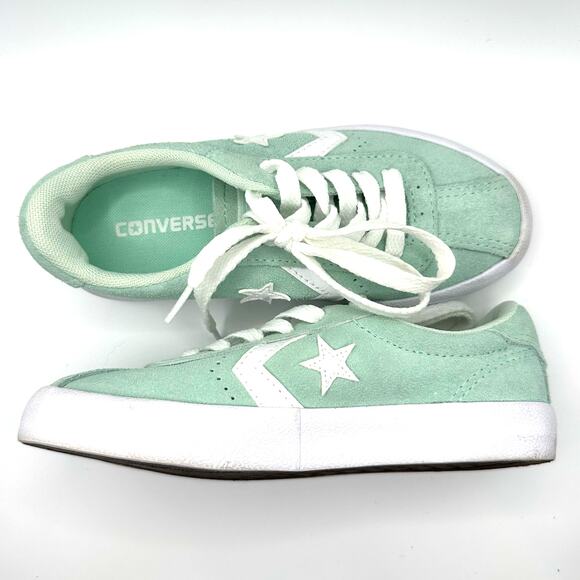 Converse All Star Low Top Mint Green Suede Sneakers Star Patch Size 11 EU 28 - Picture 1 of 7